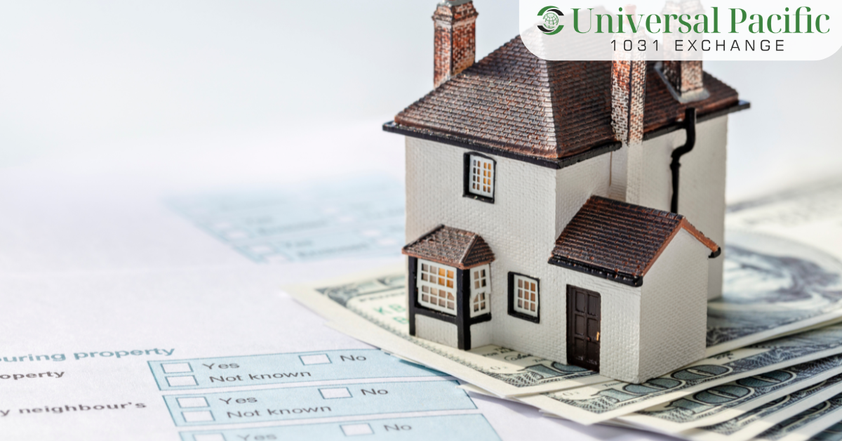Financial documents and calculator showing potential tax savings from a 1031 exchange