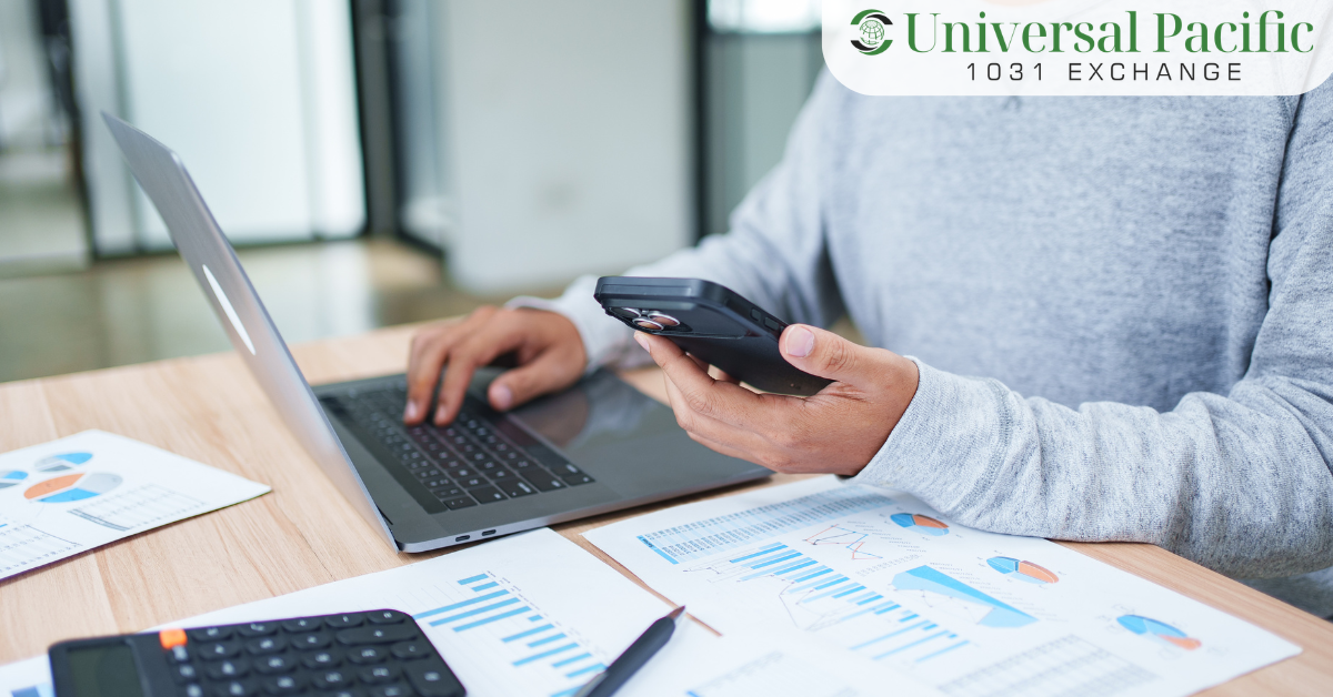Real estate investor analyzing tax and investment reports