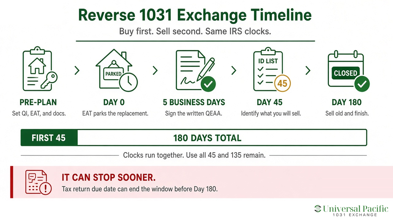 Reverse 1031 timeline from pre-plan to Day 180