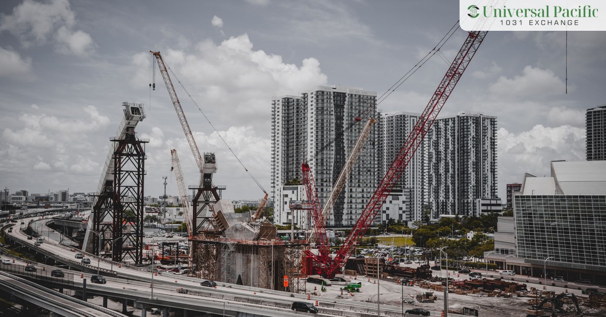 City high-rise buildings under construction, illustrating Opportunity Zone development